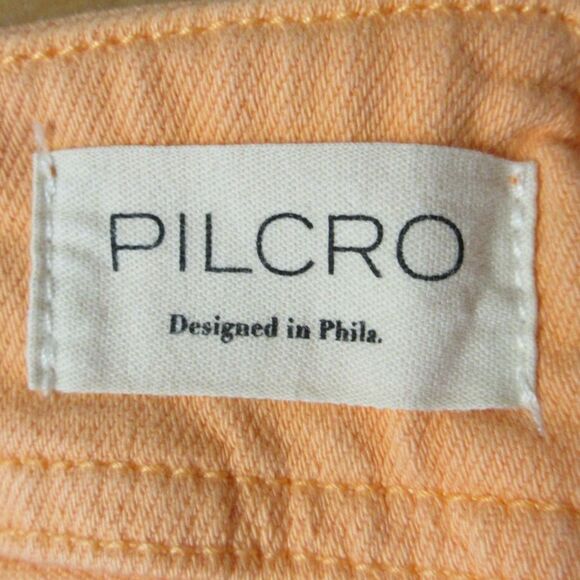 PILCRO ANTHROPOLOGIE The Kit Cropped High-Rise Wide-Leg Jeans Sz 31 Peach Orange - Picture 7 of 16